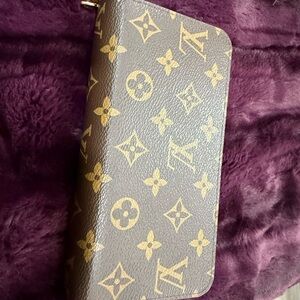 Brown and Gold Monogram Clutch